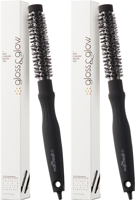 글로스앤글로우 핫컬링 뿌리볼륨 롤브러쉬 1호 16파이, 블랙, 2개