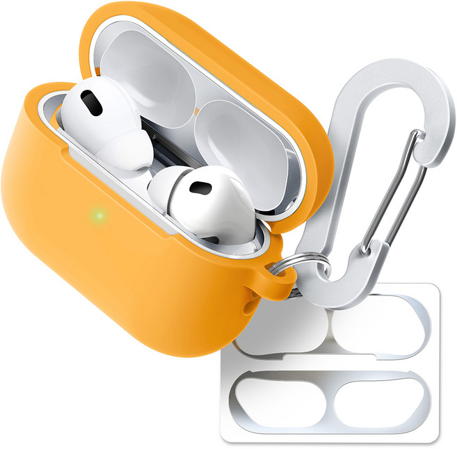 슈퍼디비전 실루엣 반투명 실리콘 케이스 + 키링 + 카라비너 + 철가루방지 스티커 세트, 에어팟 프로3, 클레멘타인, 1세트