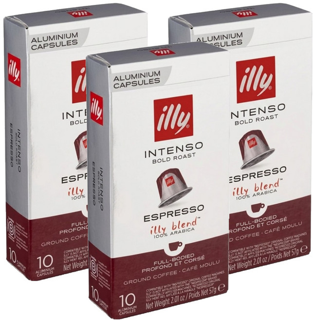 illy 意利 INTENSO 深烘培濃縮 咖啡膠囊, 3盒, 5.7g, 10顆