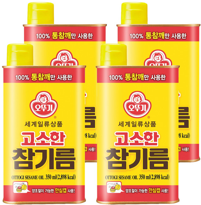 오뚜기 고소한 참기름 캔, 350ml, 4개