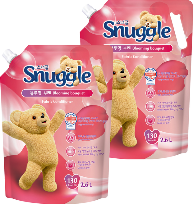 스너글 초고농축 섬유유연제 블루밍 부케 리필, 2.6L, 2개