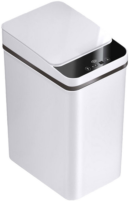 FJ 簡約窄邊智能感應垃圾桶 12L, 白色, 1個