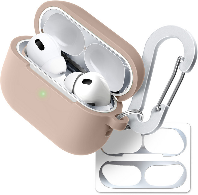슈퍼디비전 실루엣 반투명 실리콘 케이스 + 키링 + 카라비너 + 철가루방지 스티커 세트, 에어팟 프로3, 어텀, 1세트