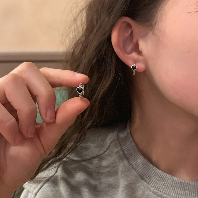 디아더컬러 여성용 실버 미니 하트 링 귀걸이 DW 275