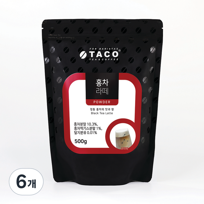 타코 홍차라떼 파우더 파우치, 500g, 1개입, 6개