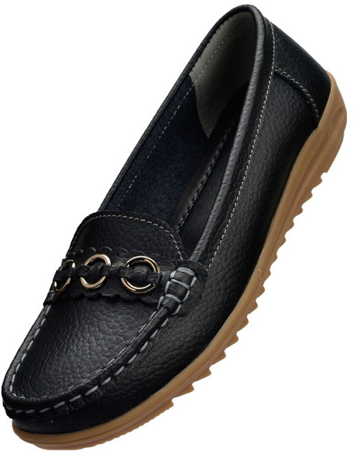 U.SEVEN 女款銀環裝飾皮革樂福鞋 DM1004