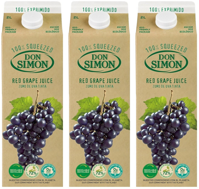 돈시몬 착즙 적포도주스, 2L, 3개