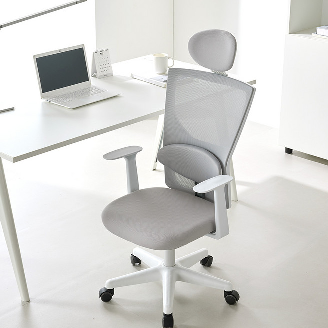 체어스코 네이처 사무용 컴퓨터 의자 허리받침세트, 그레이