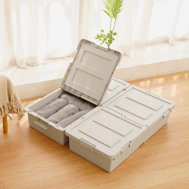 라이피스트 국내 제조 트레인 언더베드 리빙박스, 라이트그레이, 2개