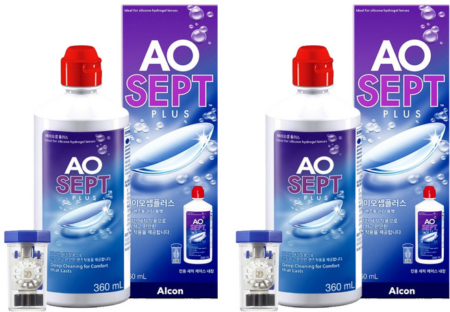 알콘 에이오셉 플러스 렌즈 세정액 + 렌즈 케이스, 360ml, 2개