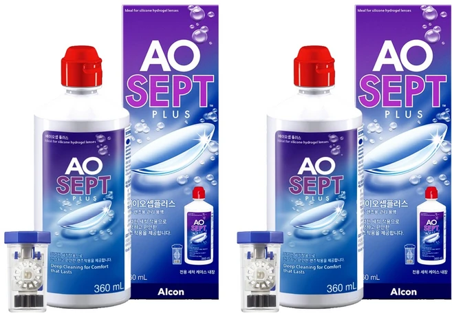 알콘 에이오셉 플러스 렌즈 세정액 + 렌즈 케이스, 360ml, 2개 - 쿠팡