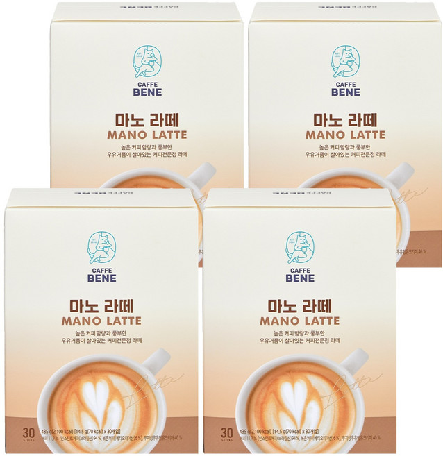 카페베네 마노라떼, 14.5g, 30개입, 4개