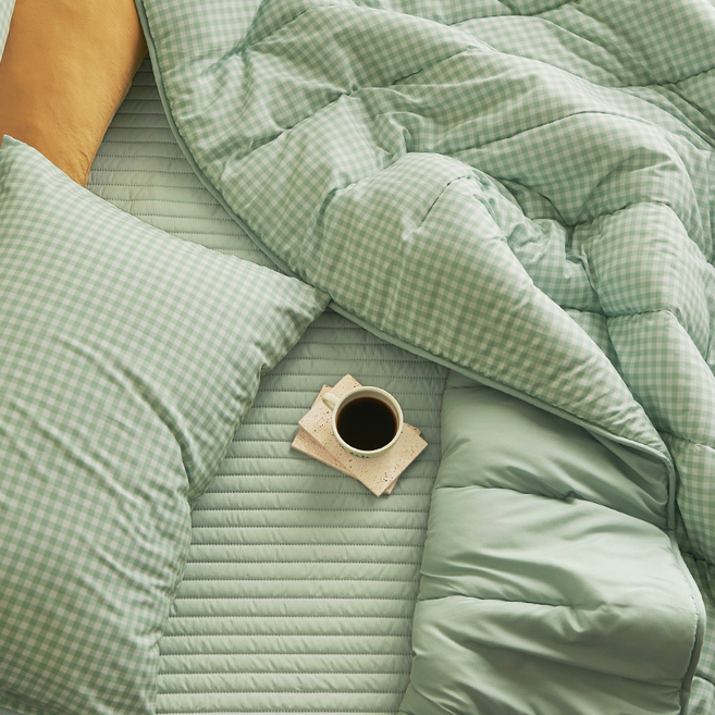 쁘리엘르 데일리체크 항균 워싱 차렵침구 단품