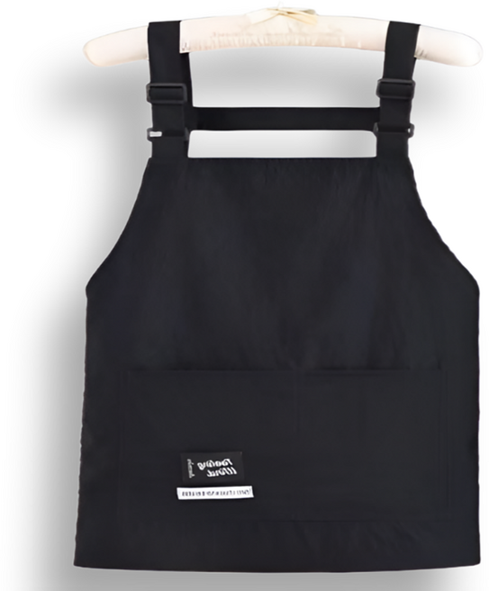 요모픽 심플 스트랩포켓 방수 앞치마 숏, 블랙, 1개