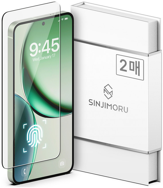 신지모루 터치강화 지문인식 강화유리 휴대폰 액정보호필름 0.2mm 2p, 1세트