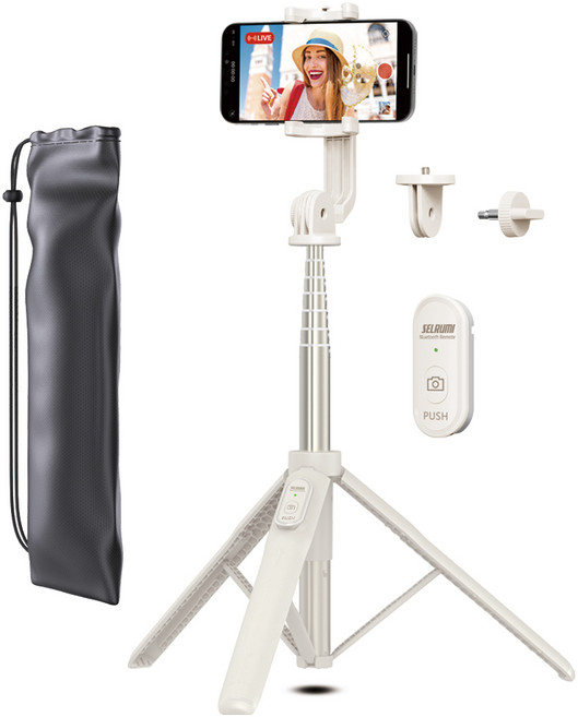 셀루미 155cm 롱레인지 무선 블루투스 올인원 삼각대 셀카봉, SEL-GT1550M, 바닐라 브론즈, 1개