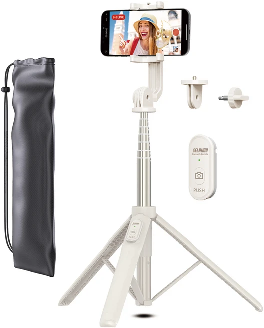 셀루미 155cm 롱레인지 무선 블루투스 올인원 삼각대 셀카봉, SEL-GT1550M, 바닐라 브론즈, 1개 - 쿠팡