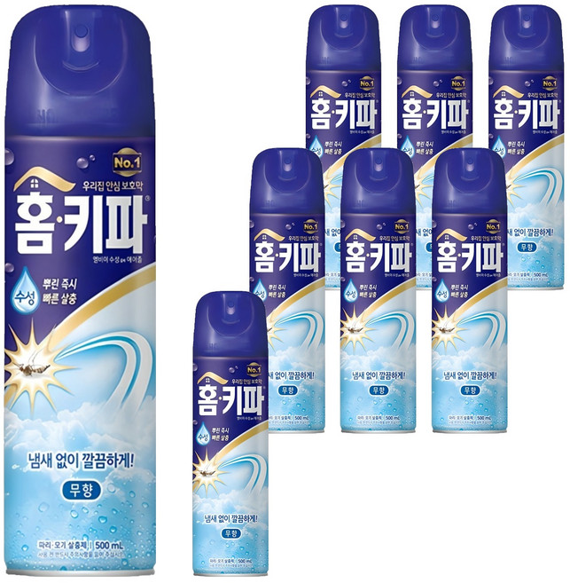 홈키파 에어졸 무향 모기 파리 살충제, 500ml, 8개