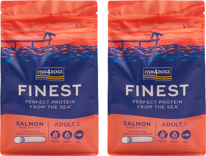 FISH4DOGS 成犬用 無穀低敏乾飼料, 挪威鮭魚, 1500g, 2袋