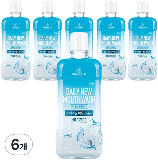 비타할로 데일리뉴 마우스워시 마일드 제로, 800ml, 6개