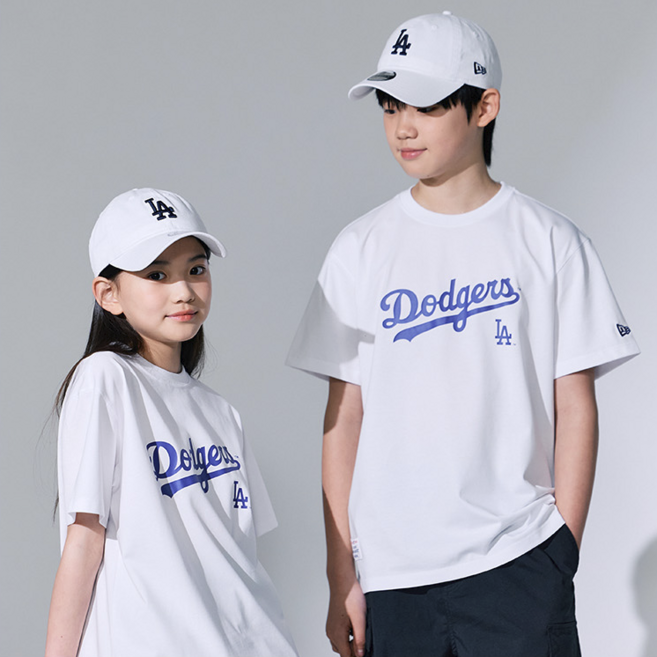 뉴에라 MLB 스크립트 로고 오버핏 반팔 티셔츠 로스엔젤레스 다저스