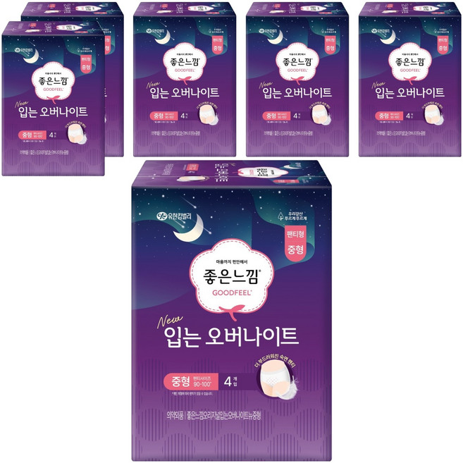 좋은느낌 입는 오버나이트, 중형, 4개입, 6개