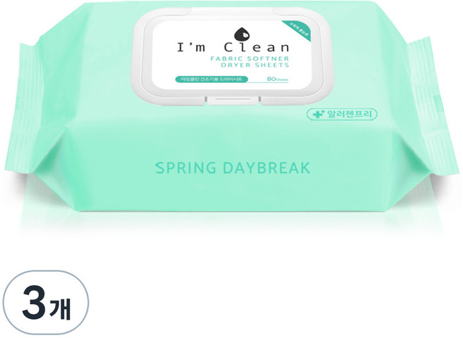 아임클린 건조기용 드라이시트 섬유유연제 스프링데이브레이크 본품, 80매, 3개
