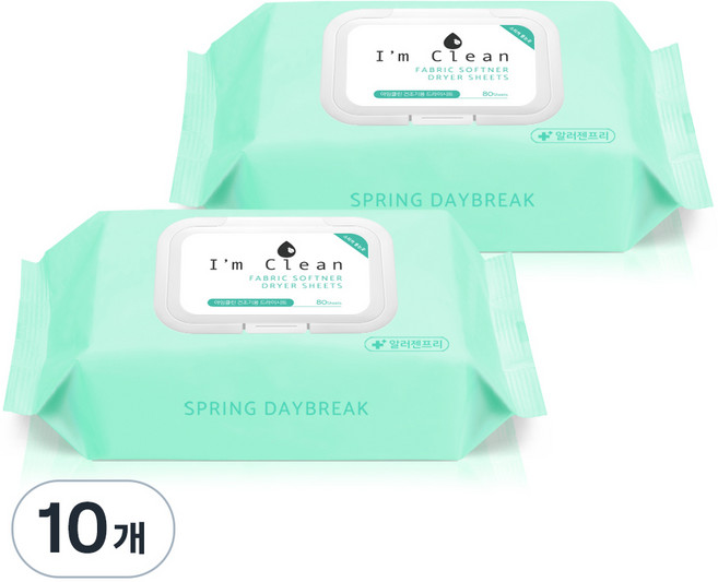 아임클린 건조기용 드라이시트 섬유유연제 스프링데이브레이크 본품, 80매, 10개