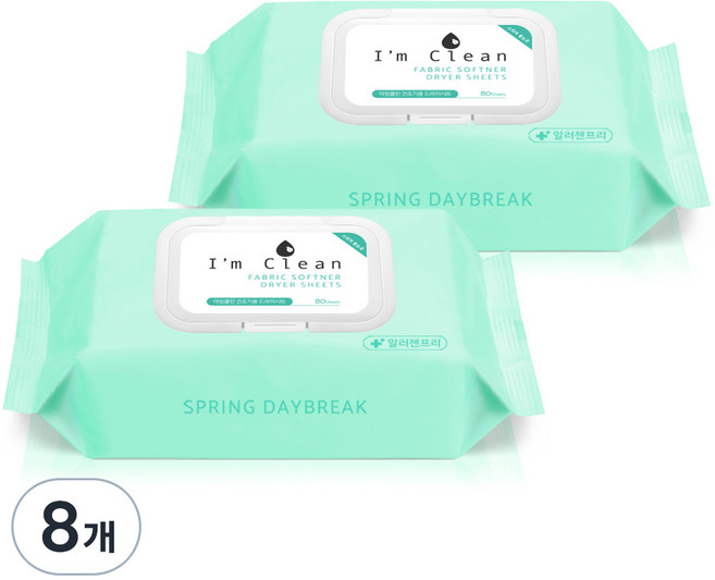 아임클린 건조기용 드라이시트 섬유유연제 스프링데이브레이크 본품, 80매, 8개