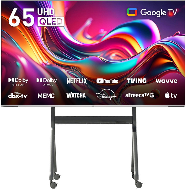 프리즘코리아 4K UHD QLED 구글 3.0 스마트TV + 전동스탠드 세트, 165cm(65인치), CP65G3Q(TV), P220(전동스탠드), 스탠드형, 방문설치