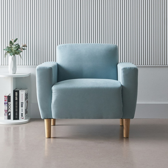 에보니아 143 방수 패브릭 1인용 소파, 민트블루