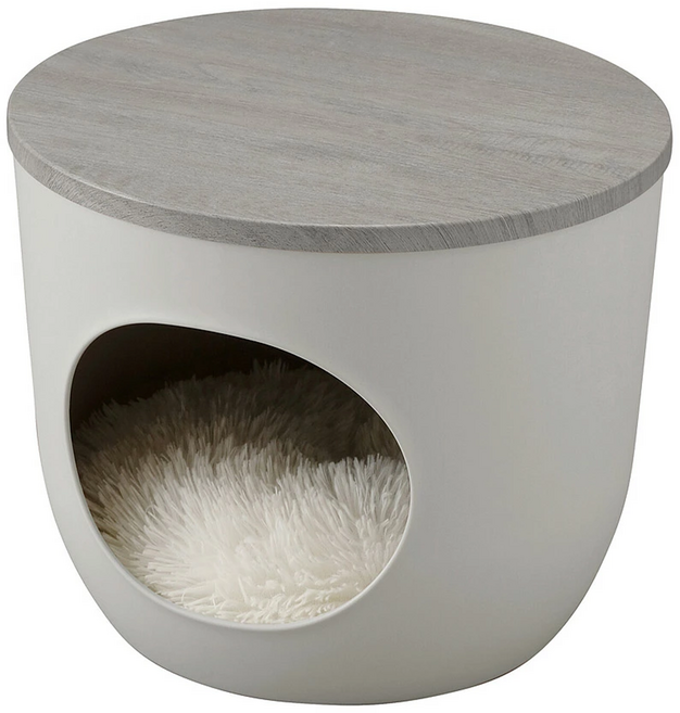 IRIS OHYAMA 愛麗思歐雅瑪 木質天板寵物窩 附毛毛枕 承受10kg 小型犬/貓適用, 灰色, 1個