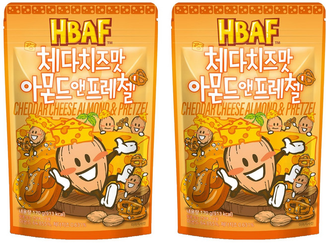 HBAF 杏仁果與蝴蝶餅 切達起司口味, 170g, 2包