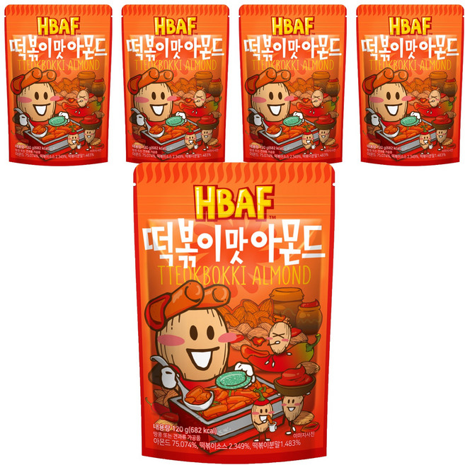 HBAF 杏仁果 辣炒年糕風味, 120g, 5包
