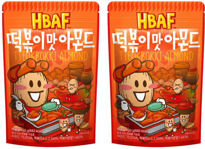 HBAF 杏仁果 辣炒年糕風味, 120g, 2包