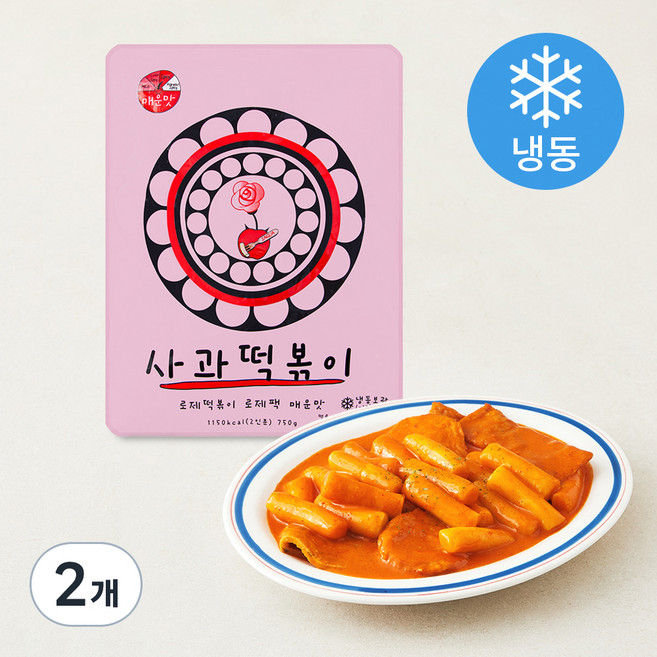 사과떡볶이 로제팩 로제떡볶이 매운맛 (냉동), 750g, 2개