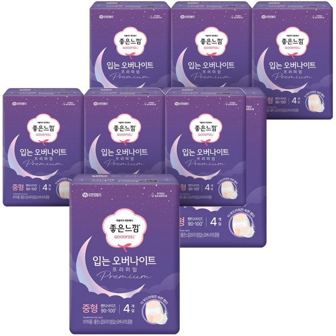 좋은느낌 프리미엄 입는 오버나이트, 중형, 4개입, 8개