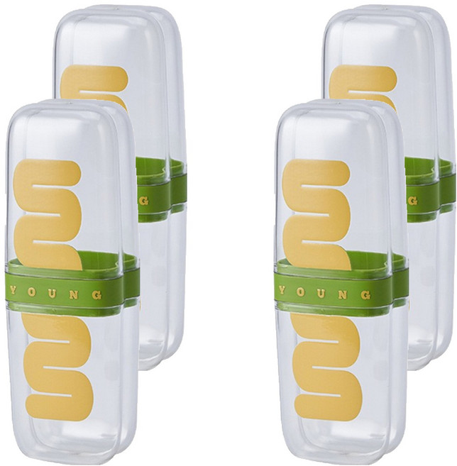 더자카 비비드톤 휴대용 투명 칫솔케이스, 비비드그린, 4개