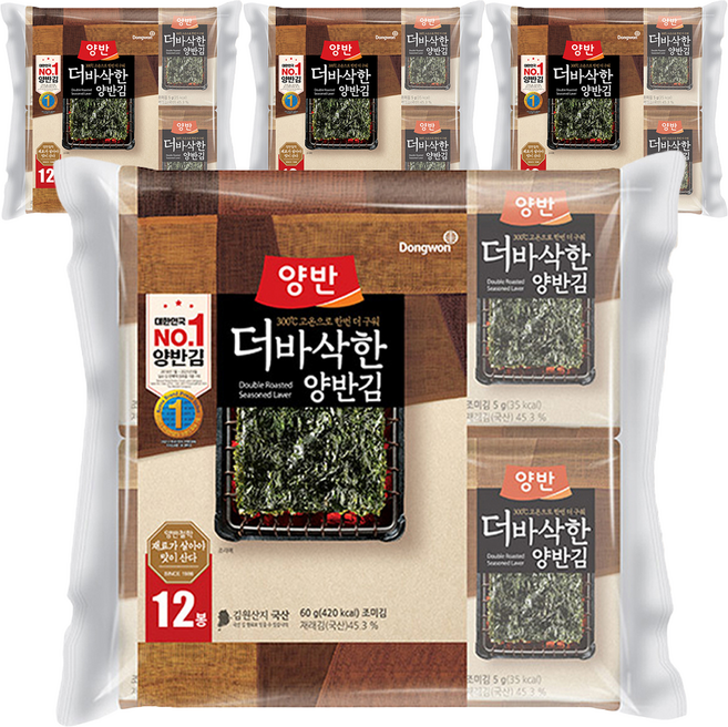 Dongwon 東遠 Yangban 兩班 更酥脆的海苔, 60g, 4個