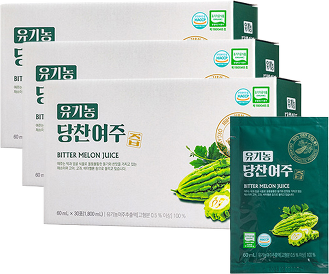 지비엠에스 국내산 유기농 당찬 여주즙, 1.8L, 3개