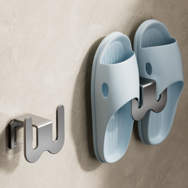 데일리픽 무타공 벽부착 거실화거치대, 실버, 2개