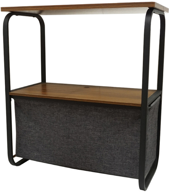 雙手萬能 雙層木質收納茶几邊桌, 木色