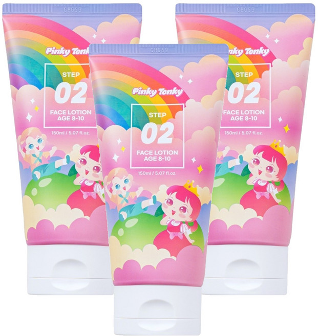 핑키통키 페이스 로션 2단계 8-10세용, 150ml, 3개