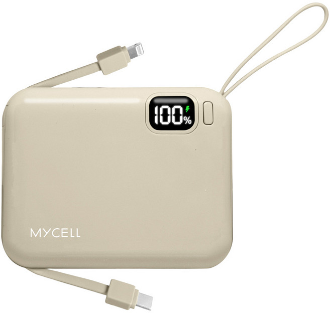 MYCEll 積進科技 MINI AIR PD 20W 帶線快充行動電源 10000mAh 台灣製造, MY-PC-049, 奶茶色