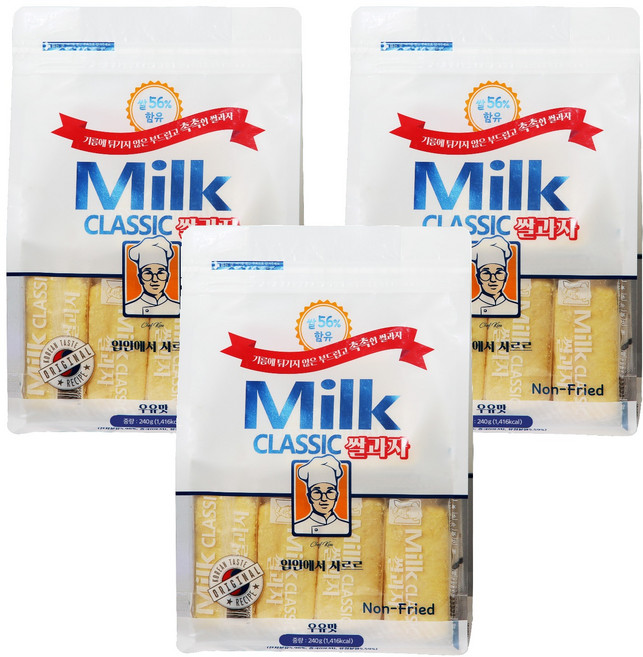밀크클래식 쌀과자 우유맛, 240g, 3개