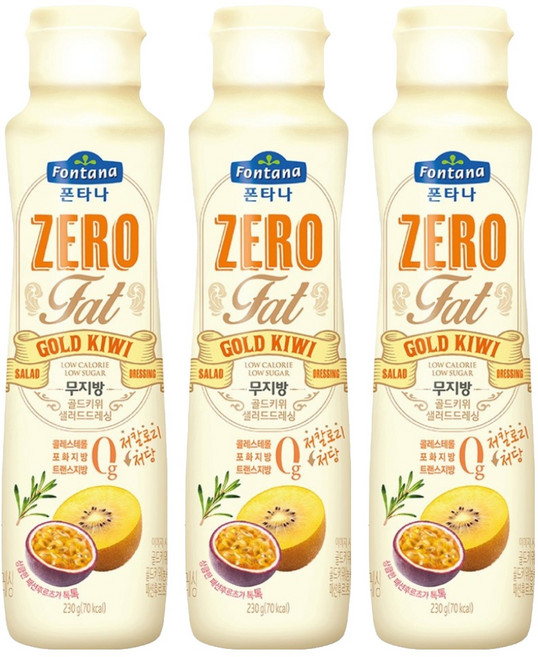 폰타나 저당 저칼로리 무지방 골드키위 드레싱, 230g, 3개