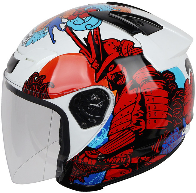 SONIX JX 5D R8 오픈페이스 오토바이 헬멧, 02 화이트 + 유광