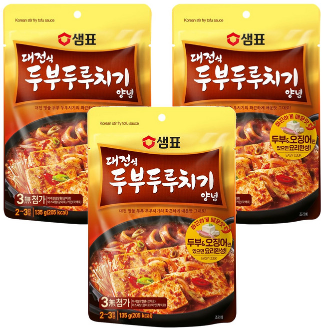 샘표 대전식 두부두루치기 양념, 3개, 135g