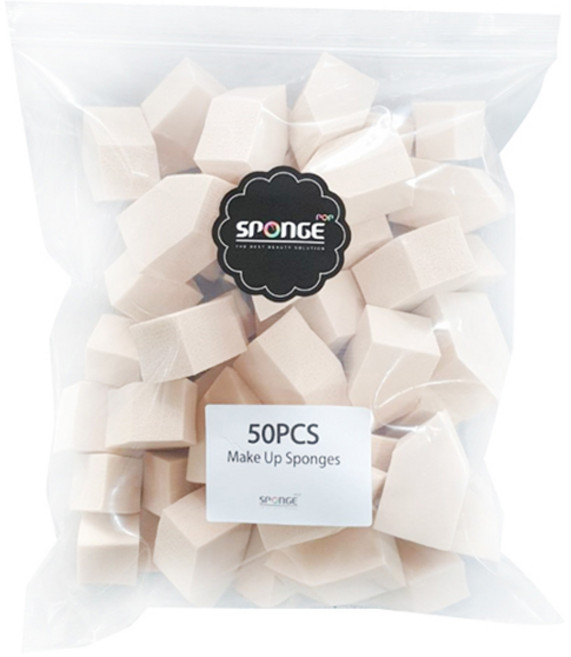 스펀지팝 라텍스 웨지 하우스 스펀지 퍼프 대 50p + 케이스, 1개