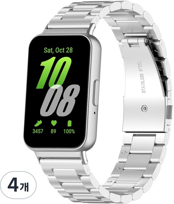루아러블 갤럭시 핏3 프리미엄 메탈 스트랩, 실버, 4개